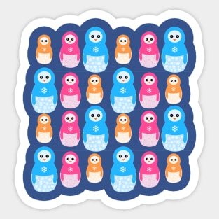 Winter matrioshka candy penguins pattern Sticker